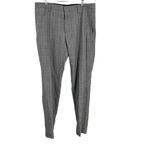 GANT Men’s Tailored Slim Fit Trousers Gray Check 100% Wool‎ Size 38